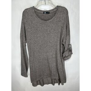 JM Collection Light Brown Long Sleeve Stretch Blouse Size Small Viscose Blend